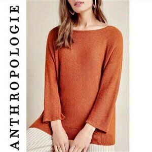 Anthropologie Sweater Womens Size S Mayfield Knit Orange Anthro Linen Blend